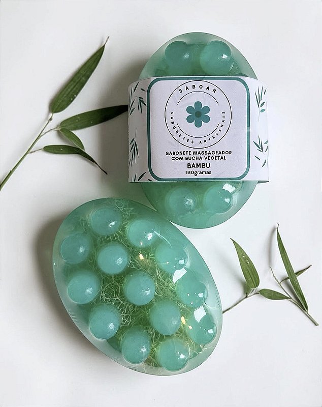 Sabonete massageador com bucha vegetal - Bambu 130g