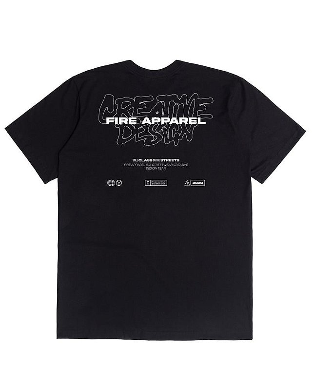 Camiseta Básica Fire Still Class/Creative Design (Preto)