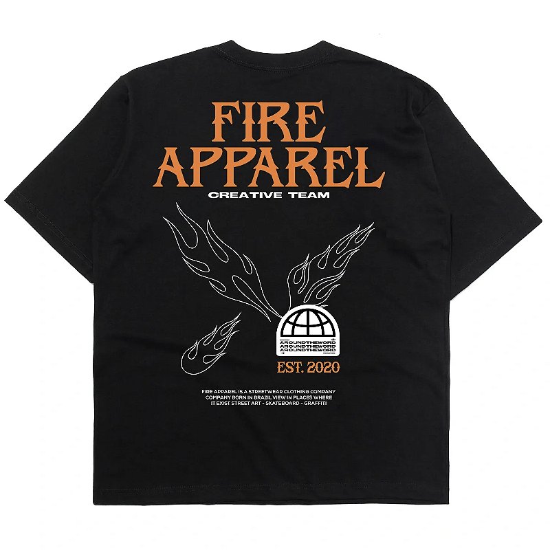 Camiseta Oversized Flame Team Preta Fire