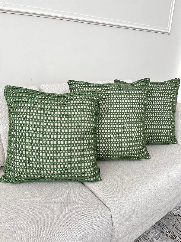 Conjunto com 3 Almofadas Verdes