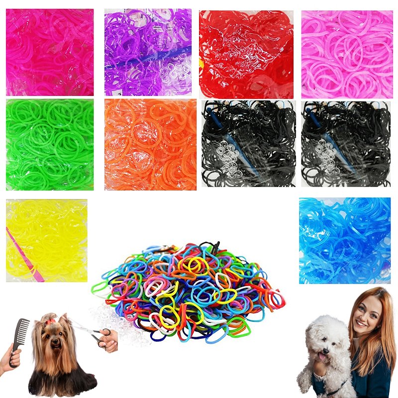 1000 Elásticos Borrachinhas Para Penteado Pet Banho E Tosa