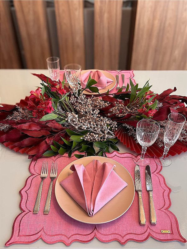 Lugar Americano Rosa Bordado