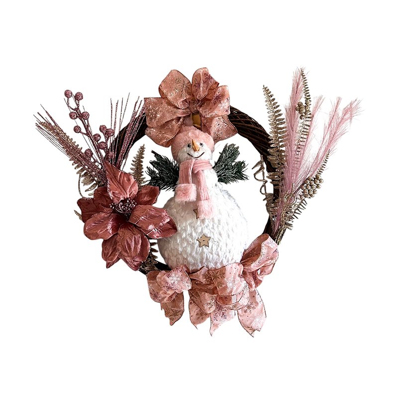 Guirlanda Natalina com Boneco de Neve Rosa e Branco