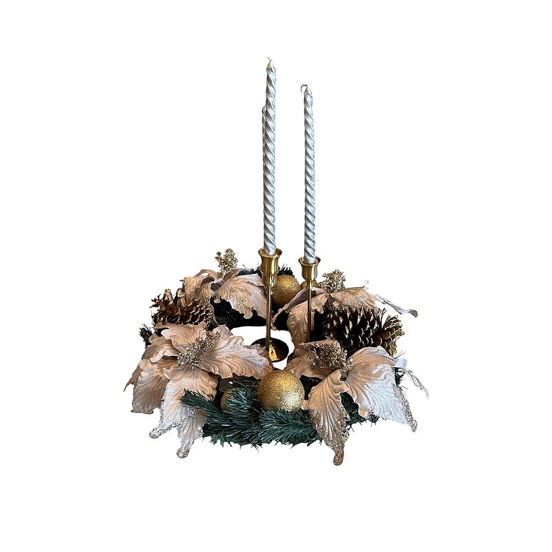 Centro de Mesa Natalino com Velas Pratas