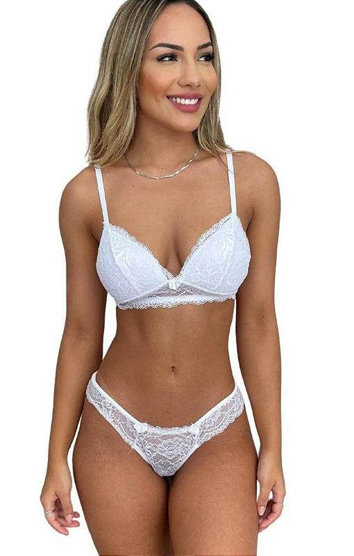 Conjunto sutiã com bojo e sem aro calcinha tradicional G (Salmão, branco, preto, satim, consultar cores)