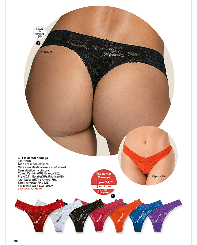 Calcinha fio  renda M/G azul