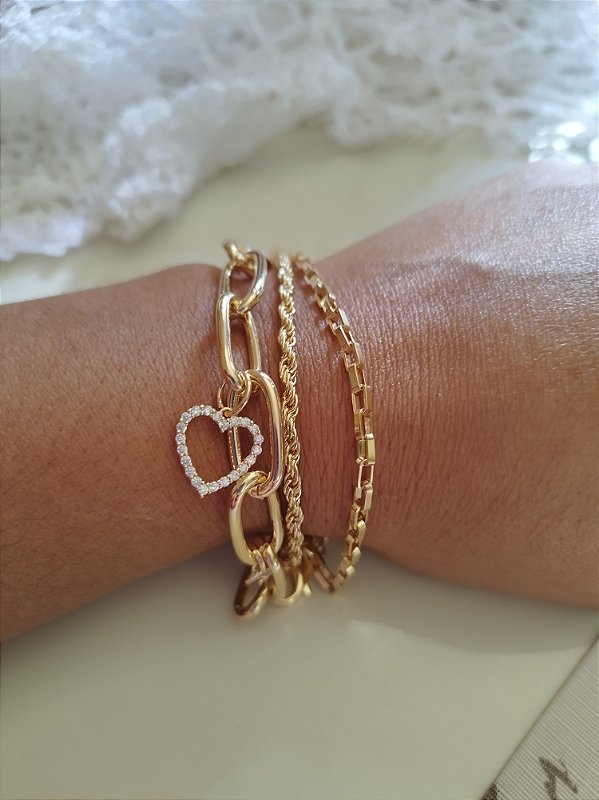Pulseira tripla dourada