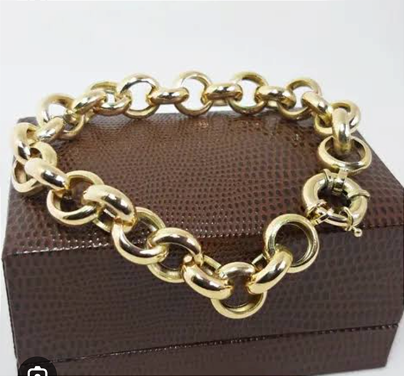 Pulseira elos grandes dourada
