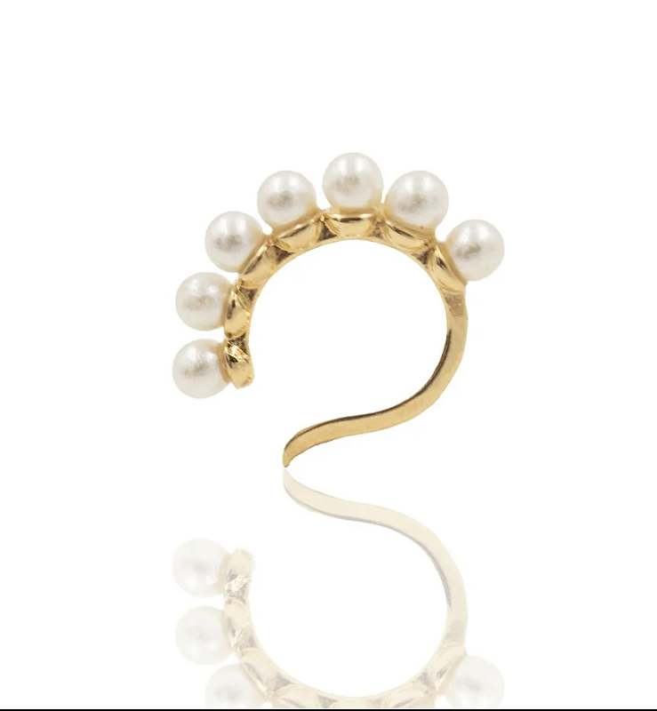 Brinco piercing fake pérolas