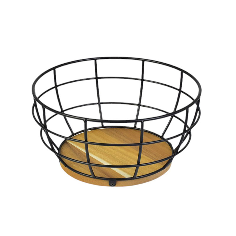 Cesto Aramado com Madeira M em Metal - Imaginne Home Decor
