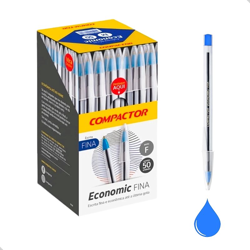 Spotech CANETA ESFEREROGRAFICA ECONOMIC ESCRITA FINA AZUL COMPACTOR - CX50 ...