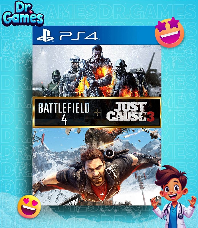 COMBO: BATTLEFIELD 4 (EDIÇÃO PADRÃO) + JUST CAUSE 3 (XXL EDITION) - PS4 MÍDIA DIGITAL