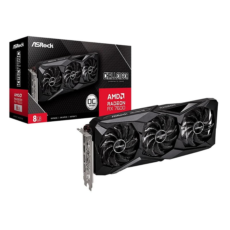 PLACA DE VÍDEO ASROCK RX 7600 CHALLENGER PRO OC AMD RADEON 8GB