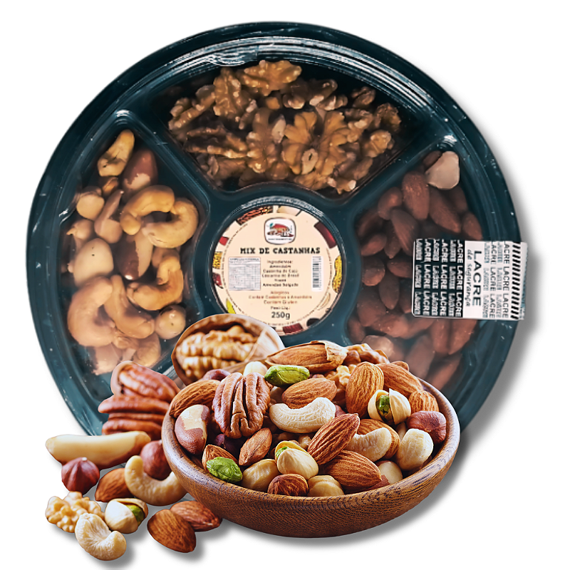 Mix de Castanhas 250g Premium Caju, Pará, Amêndoa, Nozes e Amendoim – Cajuzin