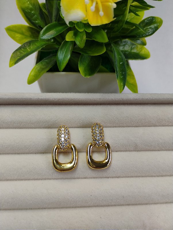 Brinco Base em Zircônia Dourada