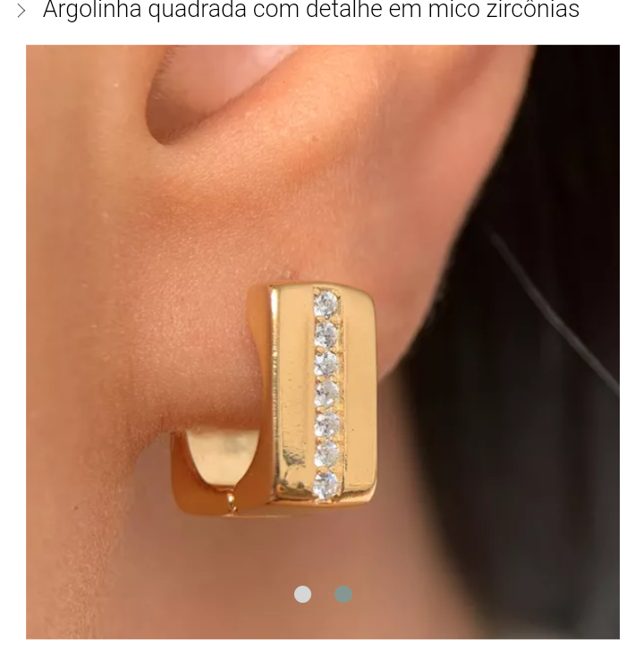 Brinco Argola Quadrado detalhe zircônia