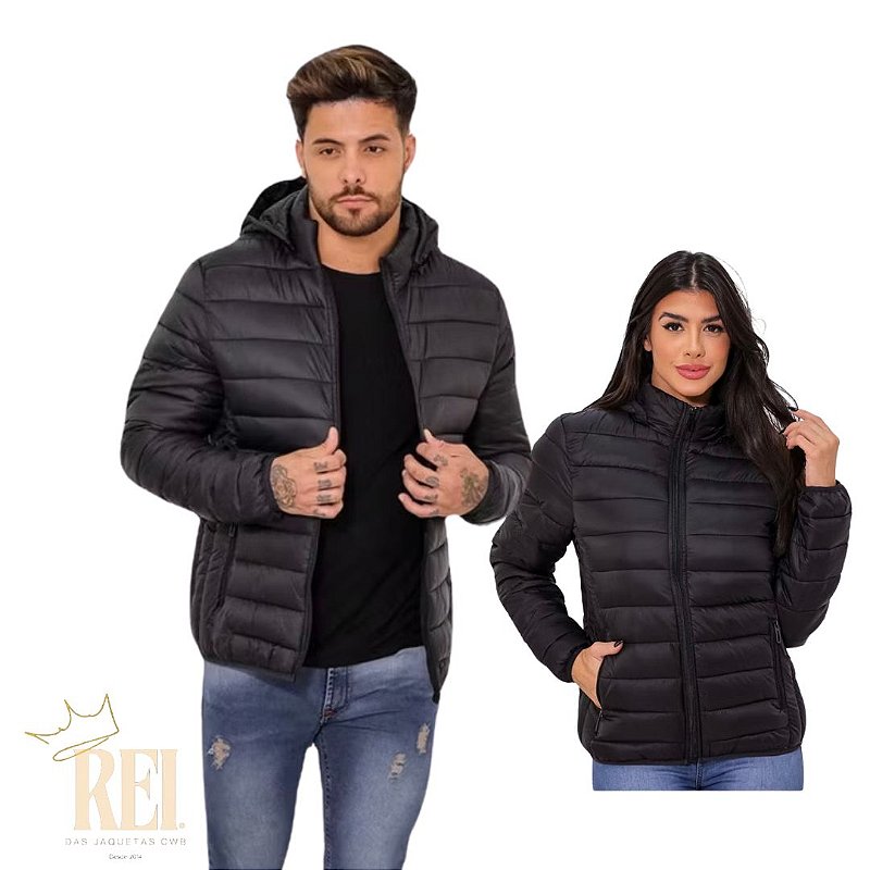 Jaqueta Preta Bomber Puffer