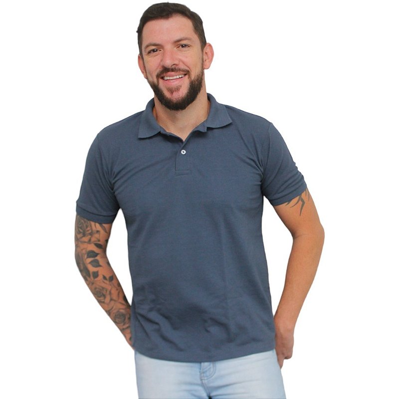 CAMISETAS POLOS PIQUET DE POLIVISCOSE  COR CINZA