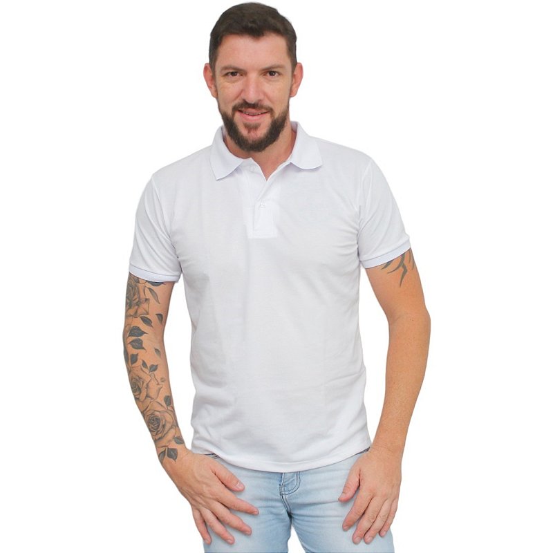 CAMISETAS POLOS PIQUET DE POLIVISCOSE  COR BRANCO