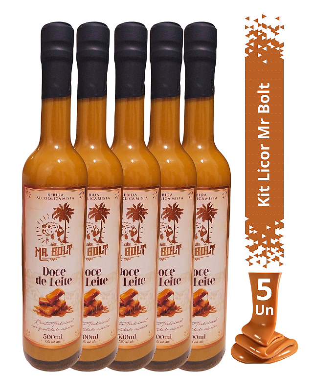 5 - KIT - MR. BOLT SABOR DOCE DE LEITE 500 ML 5 UNIDADES