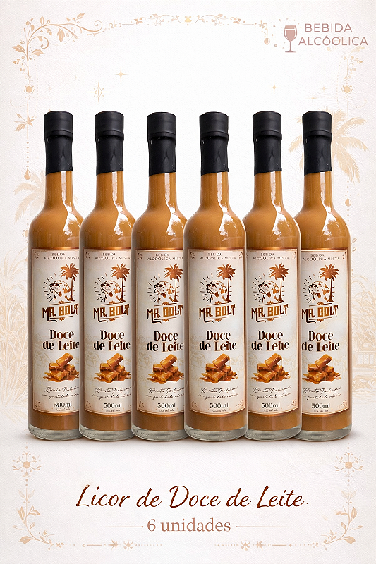 KIT MR. BOLT LICOR DE DOCE DE LEITE 500 ML 6 UNIDADES