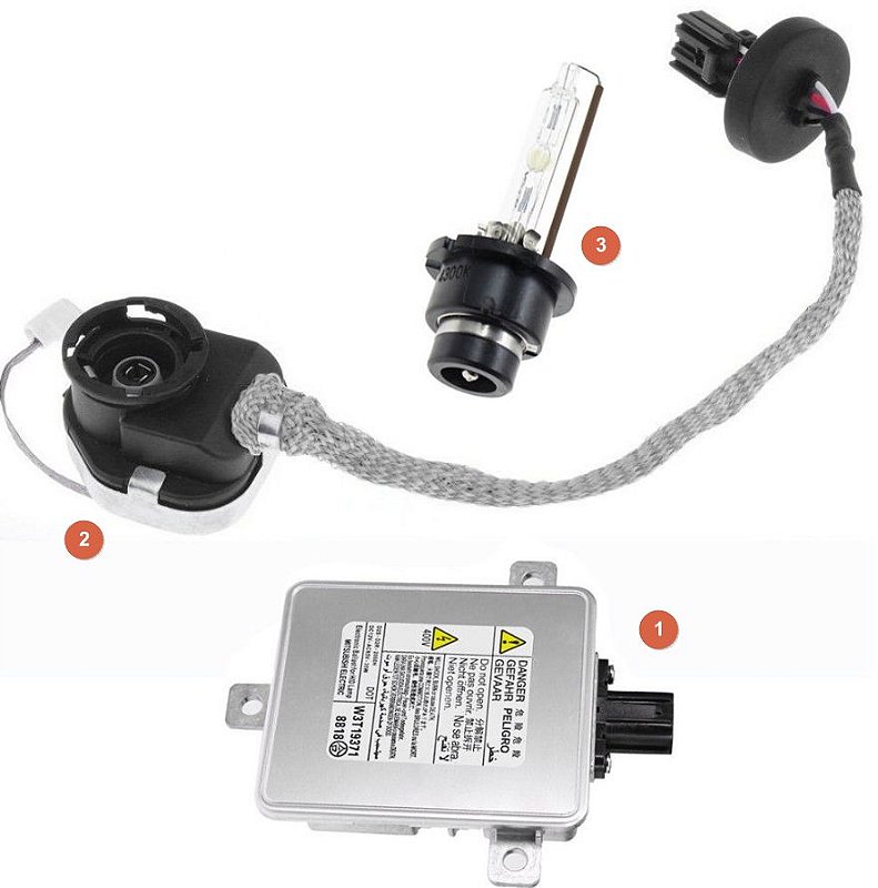 KIT XENON REATOR + LAMPADA D2S + CHICOTE IGNIÇÂO FAROL XENON - A2C