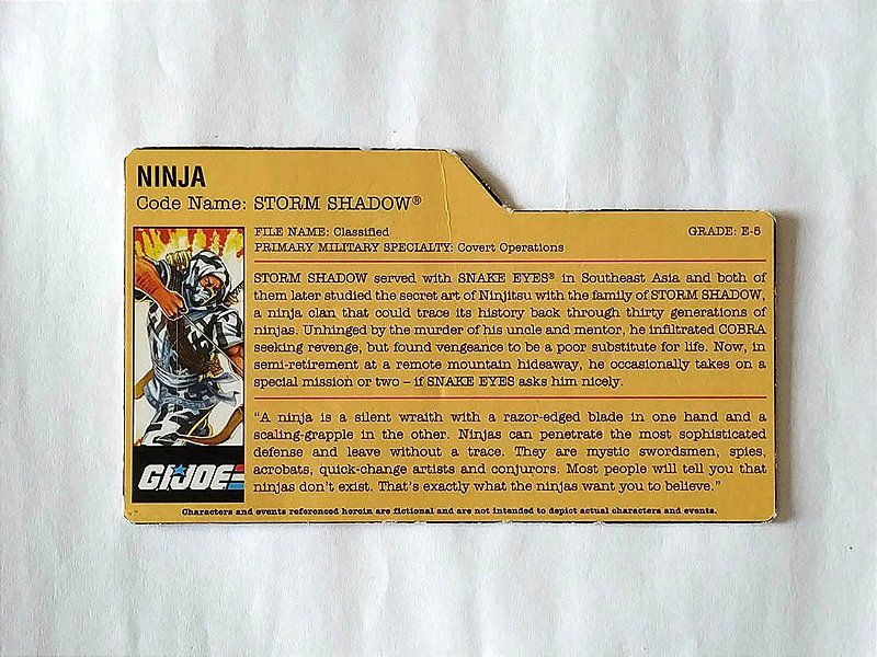 File Card Storm Shadow - GiJoe Modernos