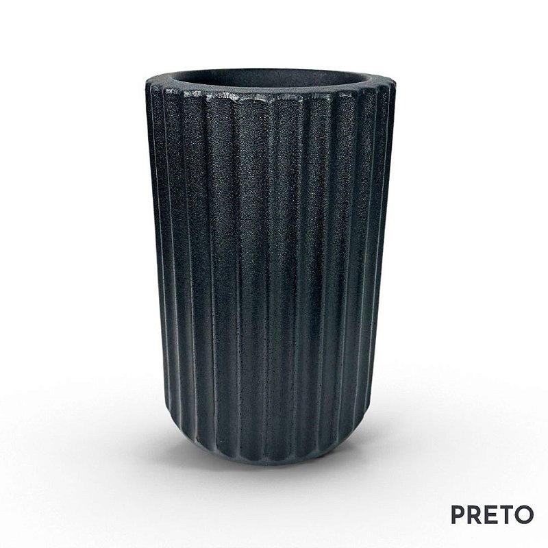 VASO para áreas de lazer ROMA 01 FRISADO POLIETILENO PRETO