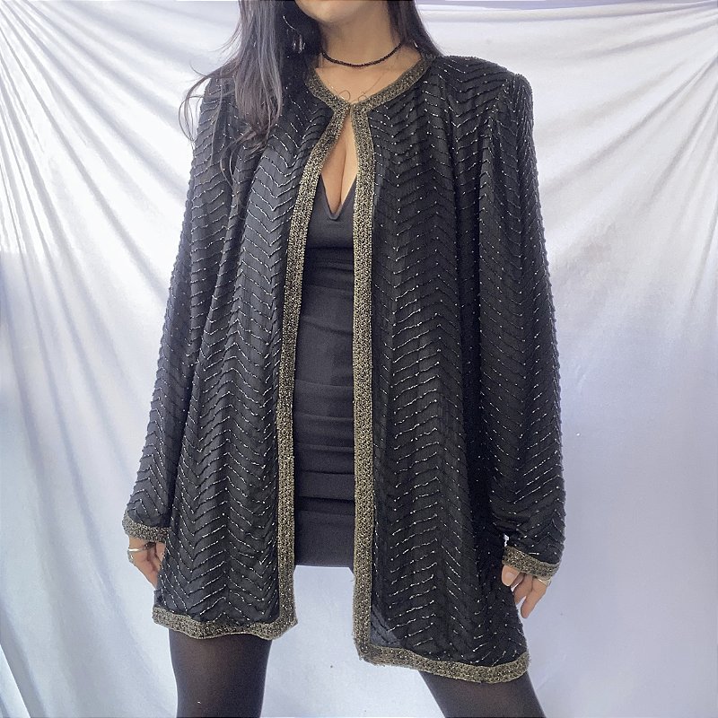 Casaco bordado Indiano em chiffon