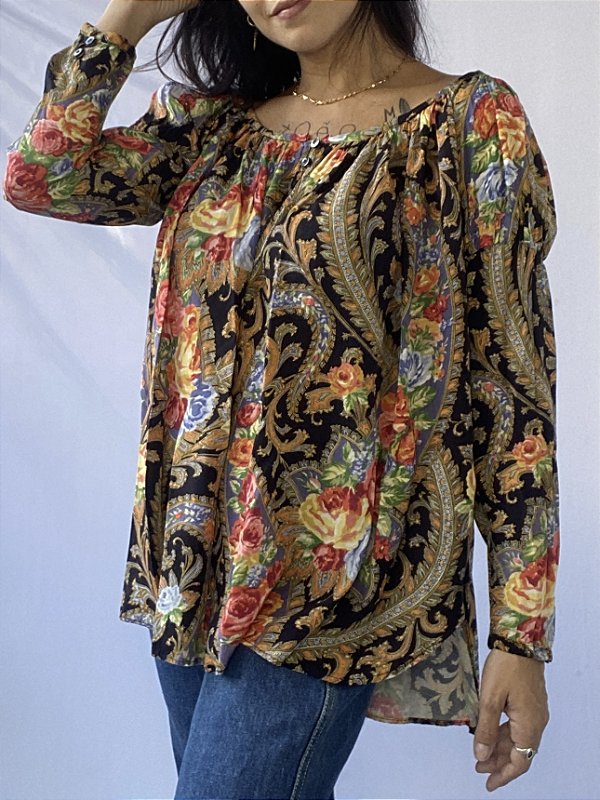 Blusa Vintage YES, Brazil – Algodão com Manga Bufante