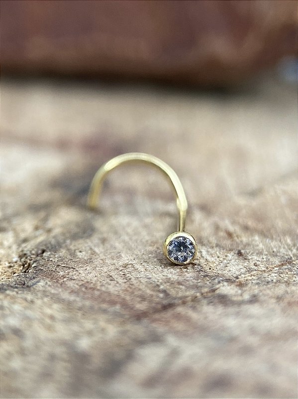 Piercing Nostril com Zircônia Banho PVD Dourado