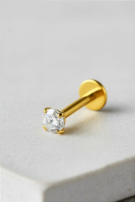 Piercing Labret  Aço Cirúrgico com Banho Dourado PVD Gold
