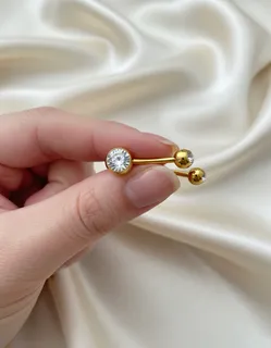 Kit Atacado 5 Peças- Piercings Titânio Bananabell  Banho PVD Dourado