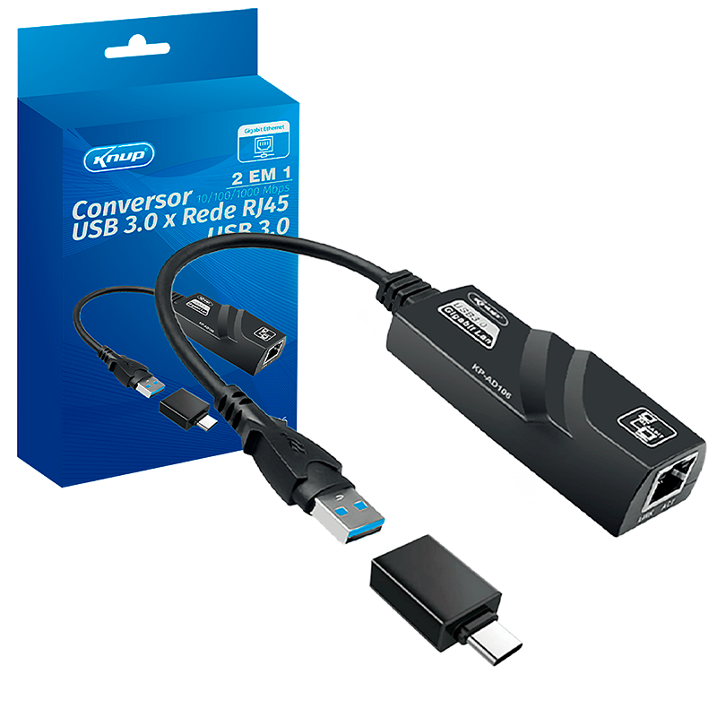 Adaptador USB 3.0 Usb C Gigabit Rede Rj45 10/100/1000Mbps - Mercadão da ...