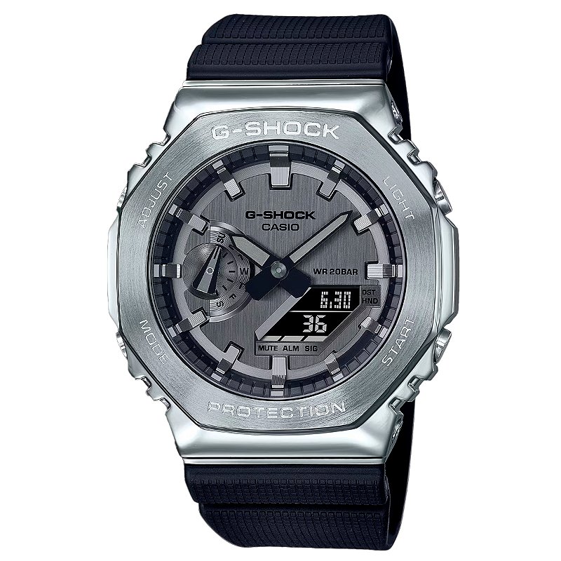 【稀少品】CASIO　GA2100 オールシルバー G-Shock G-Steel GM-2100-1A | Série 2100 Aço e Resina - Omniverso