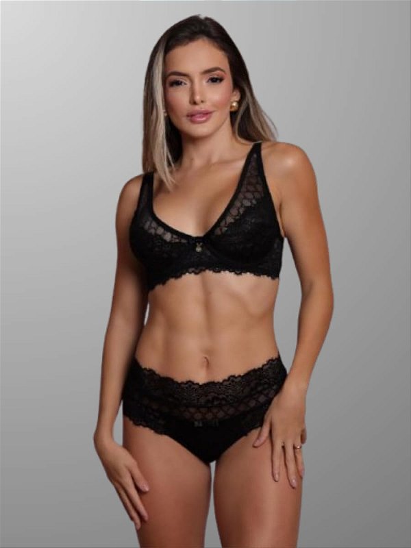 Conjunto Na Renda Sem Bojo e com Aro
