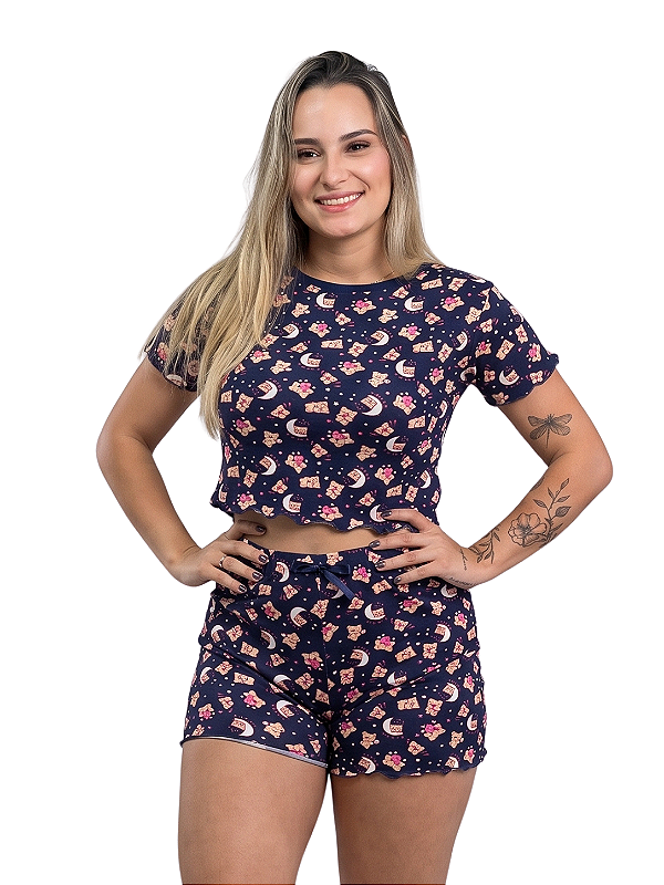 Short doll Carol suede estampado