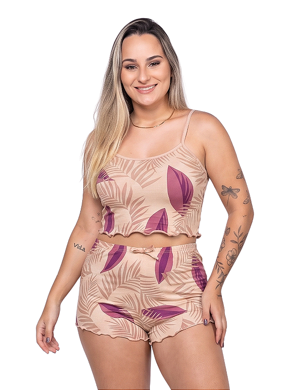 Short Doll Bloguerinha suede estampado