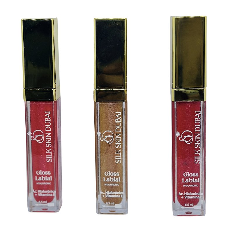 3 Gloss Labial Hyaluronic Shine Morango, Nude e Cereja (6,5)