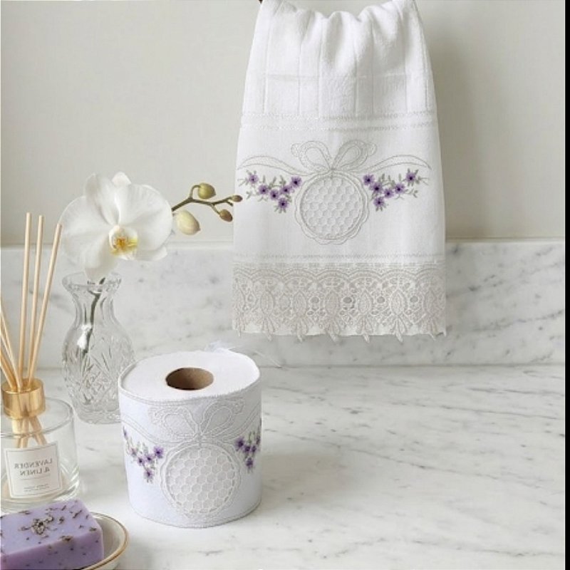 Kit Lavabo Bordado Richelieu Floral