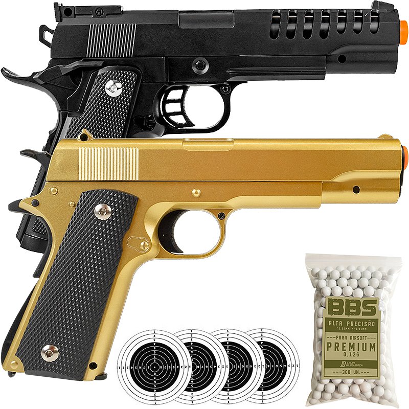 2 Pistolas Airsoft 1911 V14 Metal e 1991 V301 Polímero Rossi Spring ...