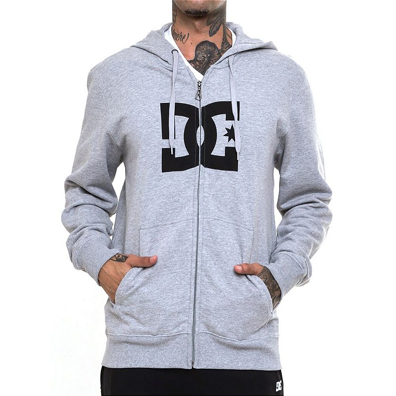 Moletom DC Shoes Aberto DC Star Zh Masculino Cinza Mescla