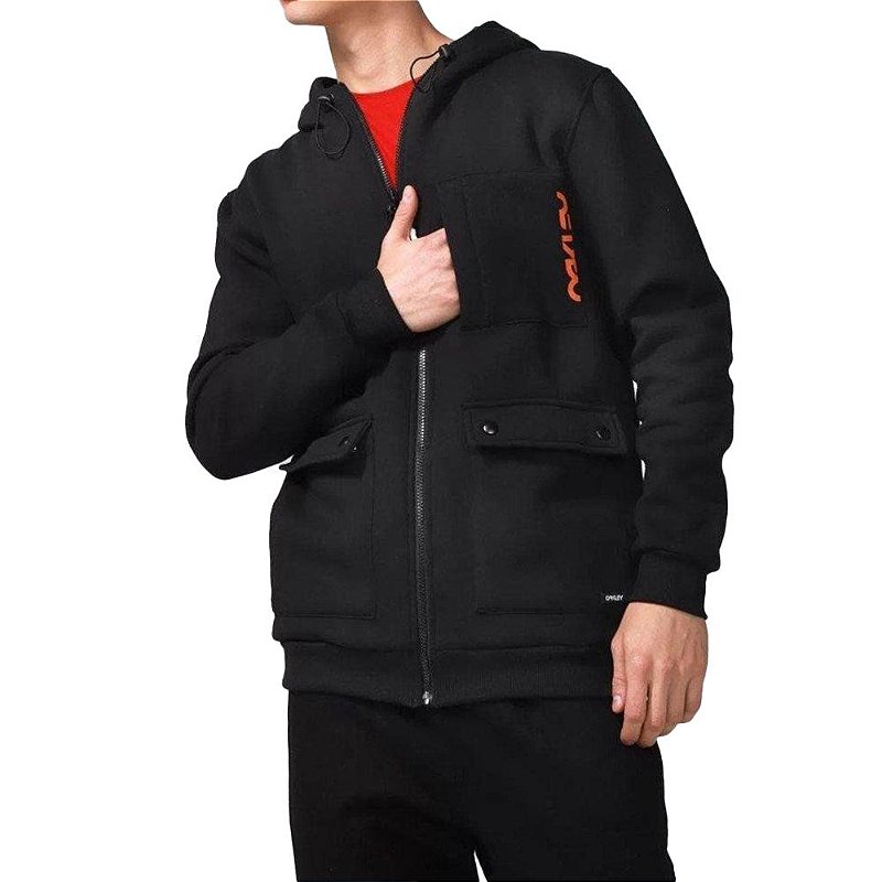 Moletom Oakley Aberto Wild Future Pockets Masculino Preto