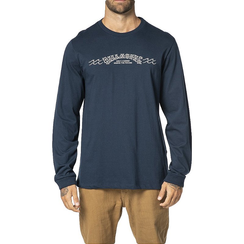 Camiseta Billabong Manga Longa Throw Back WT23 Azul Marinho