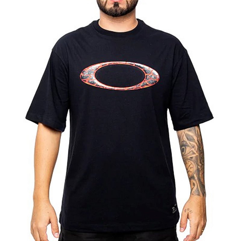 Camiseta Oakley Ellipse Flame SM26 Masculina Blackout - Radical