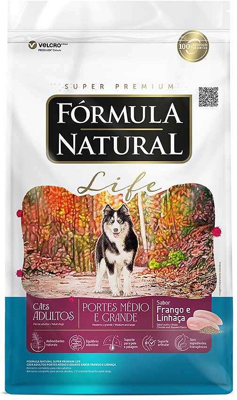 Ração Fórmula Natural Life Super Premium para Cães Adultos de Raças Médio e Grande 15kg (10230910000026)