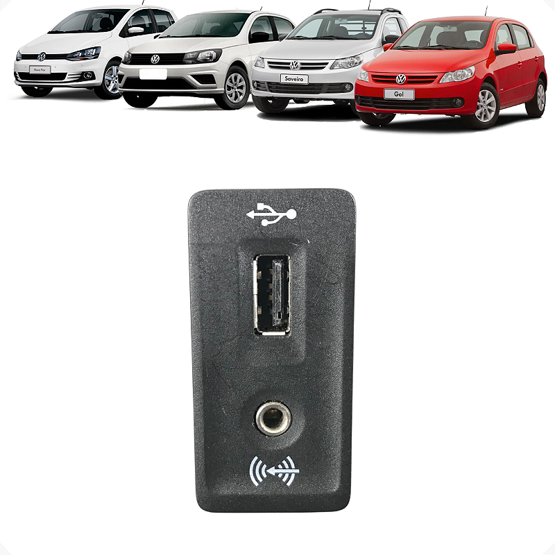 Entrada USB Auxiliar Volkswagen Gol Saveiro Voyage Fox Jetta