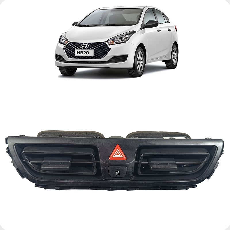 Difusor Ar Central Botão Pisca Alerta HB20 2020 a 2024