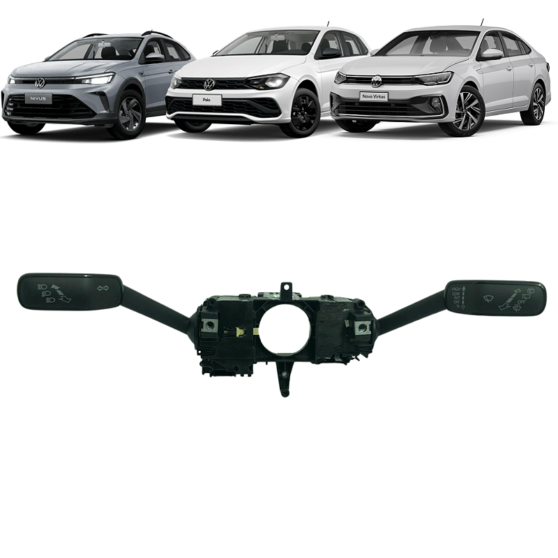 Chave de Seta com Interruptor Limpador Traseiro VW Polo Nivus T-Cross Virtus 1.0 2QW953507AN Compatível 2019-2024 Peça Testada NCM 85124010