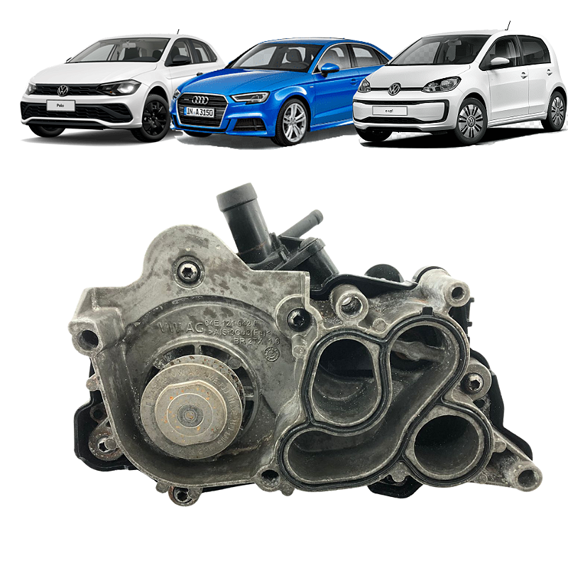 Bomba d’Água Completa VW/Audi com Polia de Alumínio 04E121600BA – Compatível Up Polo Gol Fox Voyage Golf Jetta A1 A3 Q3 Tiguan Nivus Virtus T-Cross Saveiro SpaceFox Crossfox – MPI/TSI/MSI